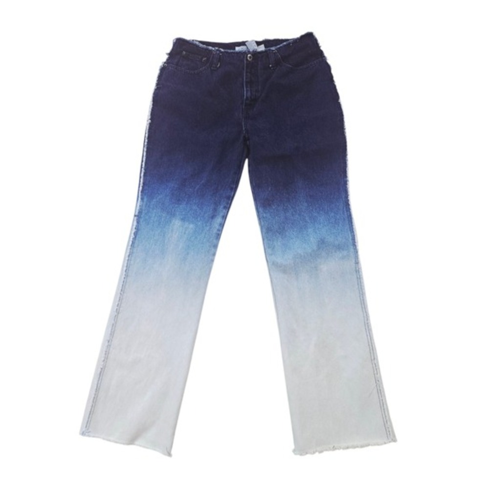 Carolina Blues -65‎ Ombre Jeans Mid-rise Raw Hem Straight Leg Y2K Sz 12 Waist 30